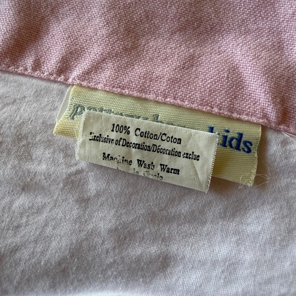 Set of 2 Pottery Barn Kids Pink Floral Curtain Valances Embroidered Cotton